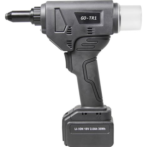 GOEBEL - GO-TR1 Riveteuse à accu avec moteur sans balai Utilasation pour Rivets Triple ø5,2/6,4/7,5 mm 2 x Batterie Chargeur Coffret Nez de pose (1/5)