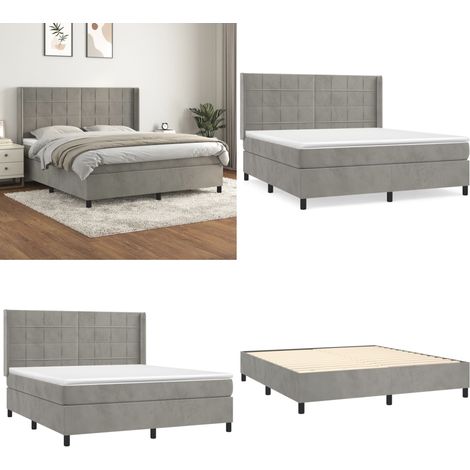 Boxspringbett mit Matratze Hellgrau 160x200 cm Samt - Samtbett - Boxspringbett - Doppelbett - Bettauflage - Matratze - Home & Living (1/5)