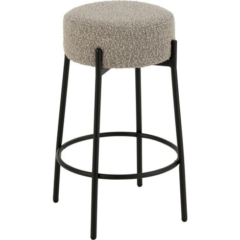 Tabouret de Bar en Tissu Bouclé "Aldo" 67cm Gris (1/4)