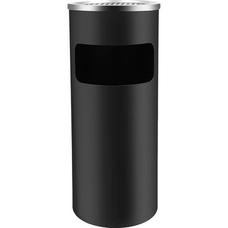 Papelera exterior de gran capacidad con cenicero integrado, color negro. (1/2)