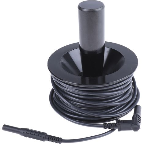 Rs Pro – Enrouleur électrique 12m – Connecteurs 4mm – CAT III 1000 V, CAT IV 600 V – Câble noir 1mm² pour chantiers humides (1/3)