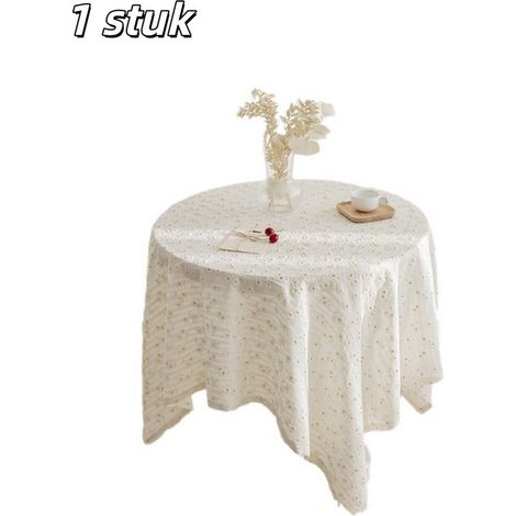 1 tovaglia con piccolo motivo a margherite, sfondo da coperta da picnic, puro cotone per decorare cucine e tavoli da pranzo, 120 x 160 cm (1/5)