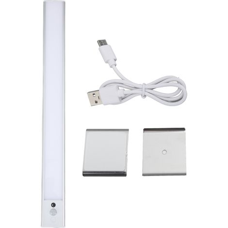 Ortviai Lampe LED sous-meuble rechargeable avec capteur de mouvement et fixation magnétique – 40 cm, couleur argent