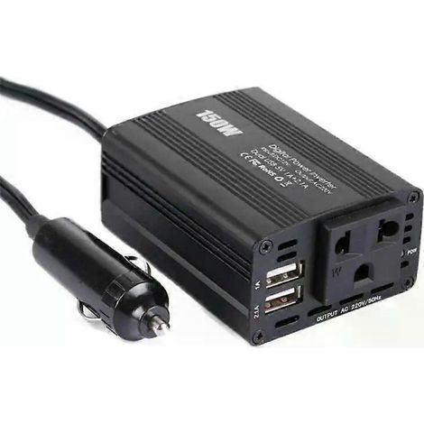 HONORNIC - Convertisseur de tension pour voiture 12 V vers 220 V avec prise allume-cigare 230 V et port USB universel - Accessoires auto