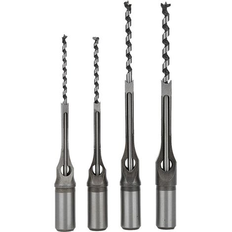Mèche À Trou Carré - Acier À Roulement - Pour Mortaiseuse - 6 mm 6,4 mm 8 mm 9,5 mm - Lot De 4 (1/5)