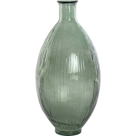 Vase vert en cristal recyclé élégance écologique - Vert rayé écolo-chic (1/3)