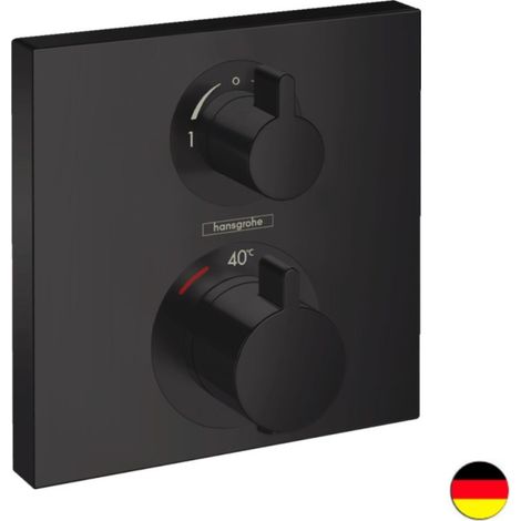 HANSGROHE Frontal para mezclador termostático de empotrar Ecostat Square con válvula de cierre y desviador negro mate (1/5)