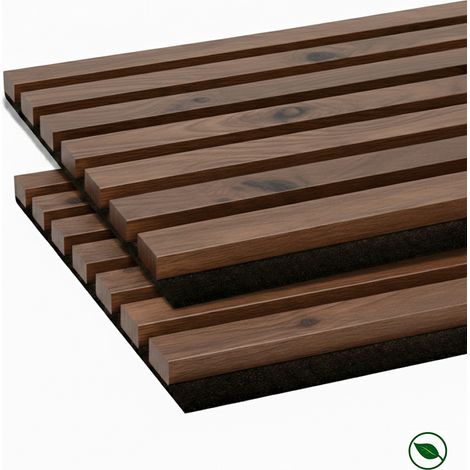 Lot de 2 Panneaux tasseaux MDF acoustique Castle OAK sur fond Noir 2770 x 300 x 20 mm - 1,662 m² PEFC 70%