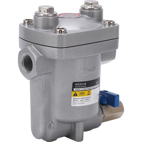 Purgeur automatique anti-obstruction ADTV-82 G1/2", vidangeur de réservoir à air sous pression, purgeur de condensats inox, évacuateur d'eau pneumatique haute pression, filetage 1/2 pouce, débit régul (1/5)