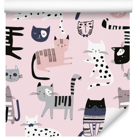 Papier peint chatons colorés pour le salon et la chambre, 50 x 1000 cm (1/5)