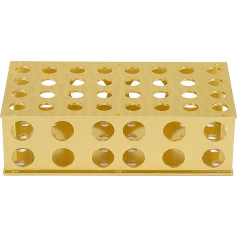 Goldener Aluminium-Reagenzglasständer mit Lochdurchmesser 8 x 12,3 x 18 x 30 mm für Laborzwecke (1/5)