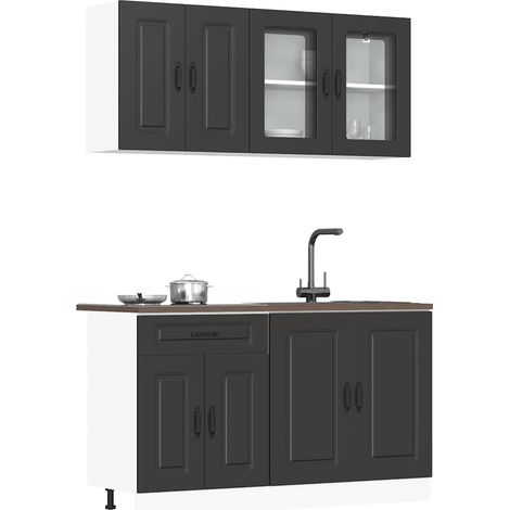 4-tlg. Küchenschrank-Set Kalmar Schwarz Holzwerkstoff