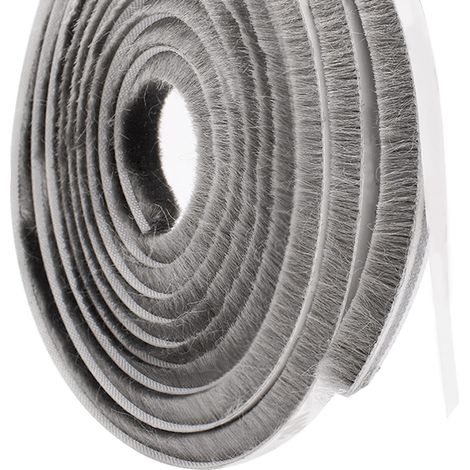 Brosse Bas De Porte 5 M – Coupe-Courant Adhésif – Gris bande haute densité, barrière isolation, protection météo, portes coulissantes, installation fenêtre (1/4)