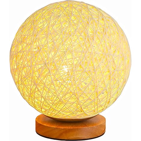 Lampe de nuit pour chambre à coucher Lampe de table à boule en osier Lumière jaune chaude Luminosité jardin terrasse extérieur 17 (1/5)