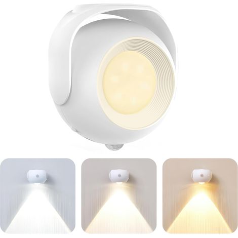 Veilleuse à détecteur de mouvement Veilleuse rechargeable activée avec 3 températures de couleur et intensité variable yeux à 350 ° (1/5)