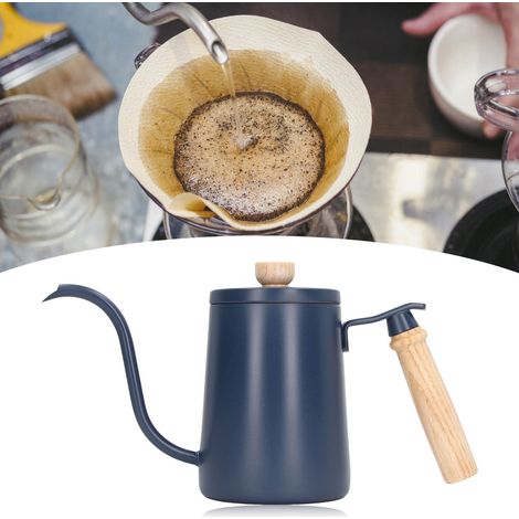 600-ml-Wasserkocher aus Edelstahl mit schmalem Ausguss, Wasserkocher für langsames Brühen, Wasserkocher mit langem Ausguss, Kaffeemaschine für den Außenbereich, Blau (1/5)