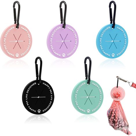 Distributeur de sacs à déjections canines colorés avec mousqueton, sac à déjections canines mains libres pour laisse, distributeur de sacs pour promenades de chiens-AquaForge
