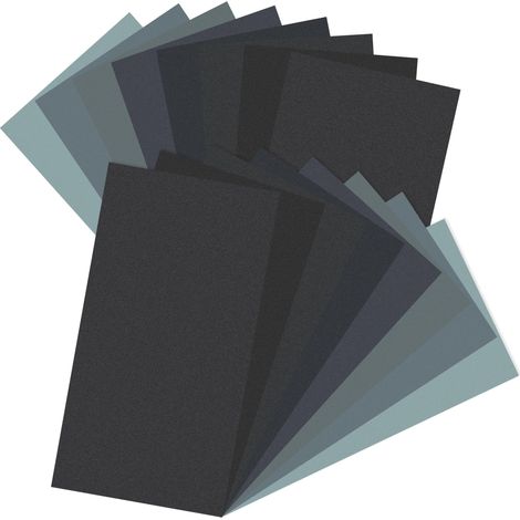 Jeu de papier abrasif, 16 pièces 9 x 3,6 pouces, grains 800/1000/1200/1500/2000/2500/3000/5000, pour poncer et polir le bois, le métal, le verre (1/5)