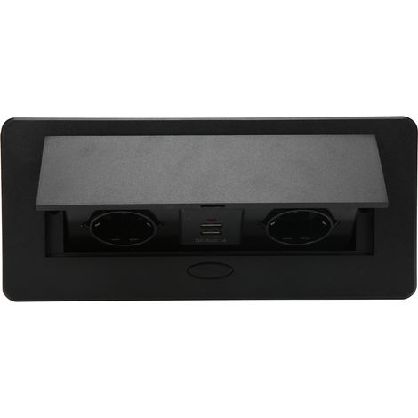 Prise de bureau double prise européenne avec double port USB intégré et système d'amortissement des rebonds, 250 V CA, 16 A (1/5)