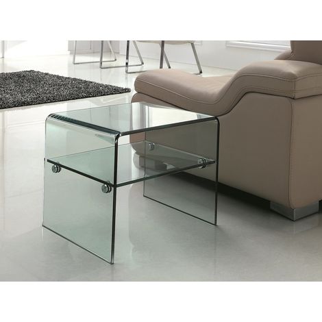 Lot de 2 tables de chevet - 1 niche - Verre trempé - STILEOS (1/4)