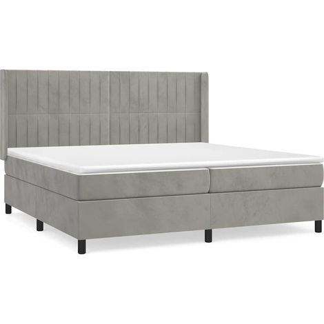 Maison Exclusive - Boxspringbett mit Matratze Hellgrau 200x200 cm (1/5)
