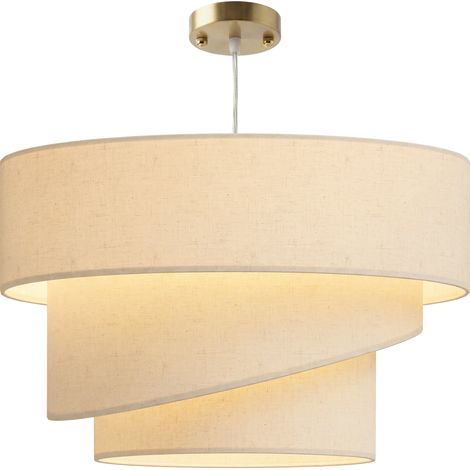Suspension luminaire - HOMCOM - 3 abat-jour, câble réglable 120 cm, ampoule non incluse E14 40 W - polyester - 50x50x37,5cm - beige (1/5)