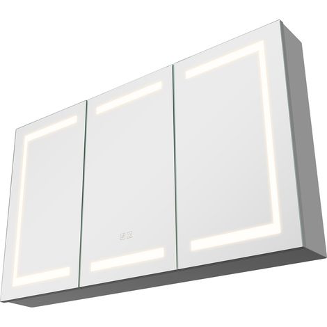 Mophorn Armadietto per Medicinali con Specchio Illuminato 100 x 60 cm, Installazione a Incasso o a Parete, LED Dimmerabile a 3 Colori con Funzione di Memoria, Mobiletto da Bagno (1/5)