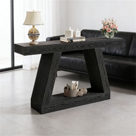 Console de 140 cm de style campagnard avec espace de rangement, table d'appoint rustique pour salon. (1/5)