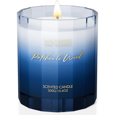 Duftkerze Glas Sojawachs 300g 60h Geschenk Frauen Patchouli Holz (1/5)