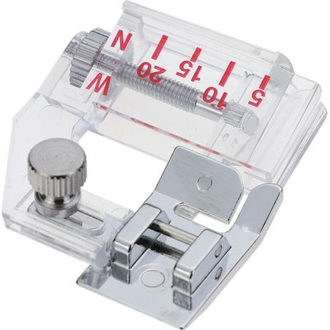 Prensatelas ajustable de metal y plástico para bies (5-20 mm) - Prensatelas genérico para overlock - Duradero y robusto - para máquinas de coser Brother y Singer (1/5)