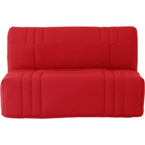Banquette 2 places BZ DREAM - Tissu 100% Coton rouge - Couchage 140x190 cm - L145 x P100 x H90 cm (1/4)