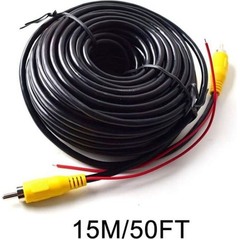 1 Câble rallonge RCA, Connecteur jack, Prise phono, Fil détection rouge, Pour caméra recul voiture (1/3)
