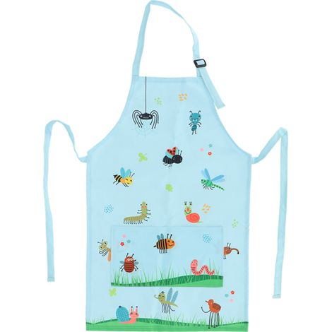 Tablier de jardinage pour enfant imprimé insectes - Bleu - L 34,5 x H 56,5 cm - Livraison gratuite (1/2)