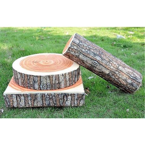 Set aus 2 kreativen Kissen in Naturholzoptik, Baumstammmuster, weich, für Sessel oder Sofa – 43 cm x 35 cm (1/3)