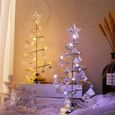 Fuleadture Guirlande lumineuse de Noël en cristal à piles (2 pièces) - lampe de table décorative, guirlande lumineuse LED pour sapin de Noël (piles non incluses) (1/5)