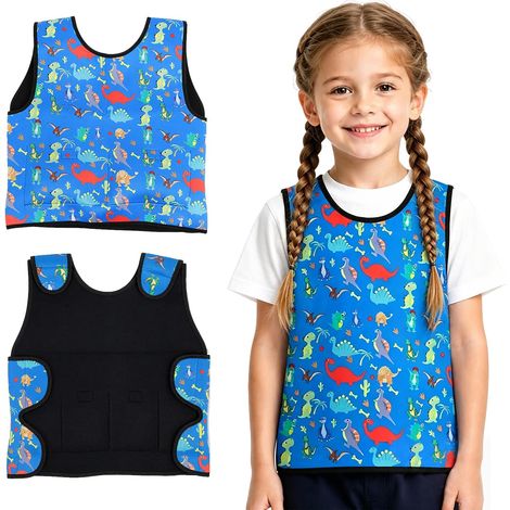Gilet lesté et de compression pour enfants, gilet lesté réglable comme aide pour le TDAH et l'autisme, vêtements sensoriels contre les inondations d'irritations et SPD, gilet pour enfants, garçons et