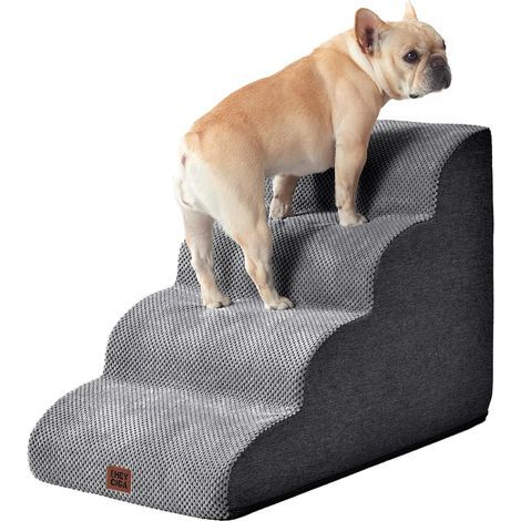 Hundetreppe mit 4 Stufen, hochdichtem Schaumstoff, rutschfester Oberfläche, waschbarem Bezug, Schlafsofa (1/5)