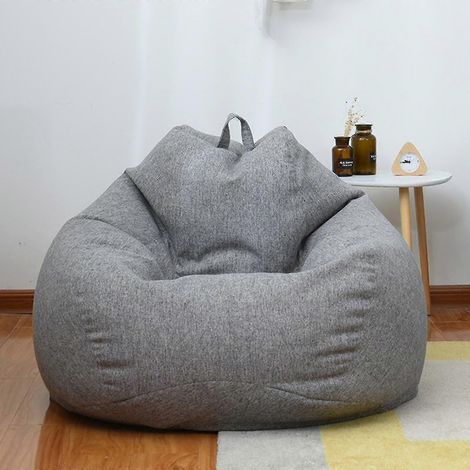 Canapé et fauteuil d'intérieur king-size avec housse futon. Convient aux adultes et aux enfants. Dimensions : 90 x 110 cm. Gris. (1/5)
