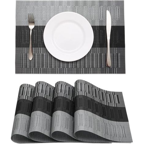 Juego de 4 manteles individuales resistentes al calor y lavables para mesa de comedor - Manteles individuales tejidos antideslizantes para cocina (1/5)