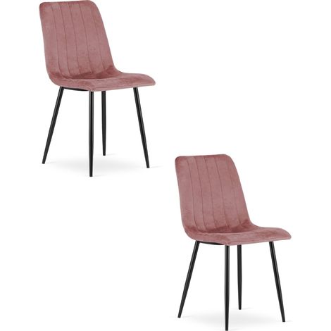 Chaise - leobert - lava - velours rosepieds noirs - lot de 2 211770269