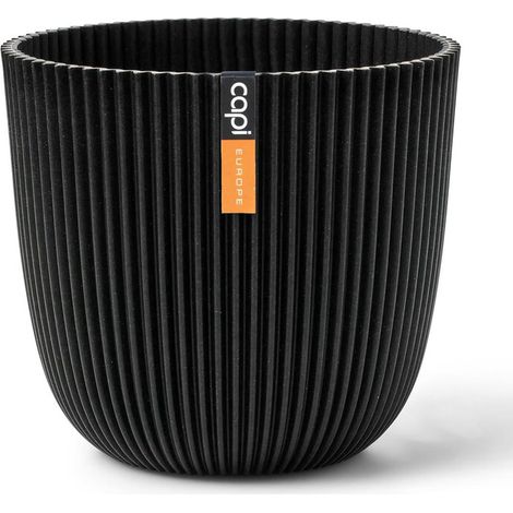 Capi Europe Übertopf Groove Kugel Schwarz Ø 28 cm - Kunststoff