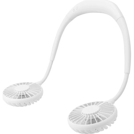 Ventilateur de sport portable alimenté par USB, à paillettes, à suspendre autour du cou, pour une ventilation rafraîchissante (blanc) (1/5)