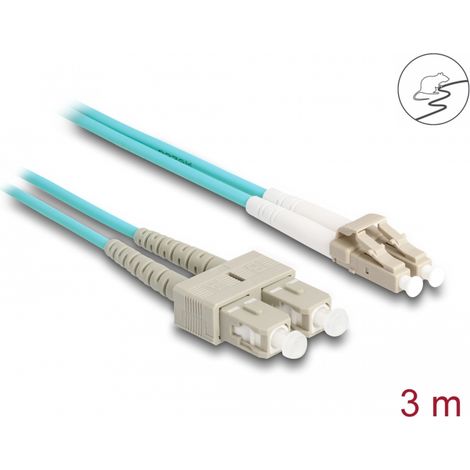 Delock Cable de fibra Ã³ptica con cobertura metÃ¡lica LC Duplex a SC Duplex Multimodo OM3 3 m