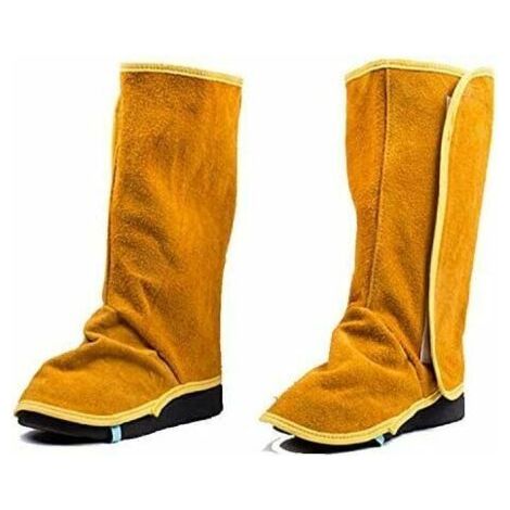 BUNTHAUS Tigrezy Guêtres de soudage en cuir, couvre-bottes et chaussures de soudage résistants au feu, couvre-pieds de protection de travail de soudeur résistants à la chaleur et à l'abrasion, protect