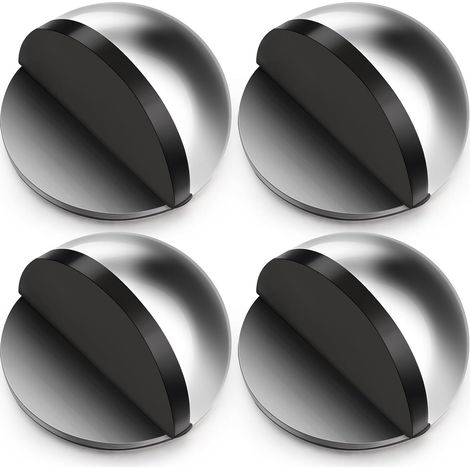 Butée de Porte de Sol Auto-Adhésives Butée en Acier Inoxydable Ovale Arrêt de Porte Poli avec Colle Butoir de Porte en Demi-Lune pour Protection de Mur en Verre(Argent,4 Pcs) (1/5)