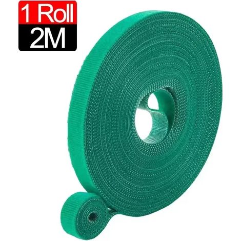 (1 rouleau (2 m) Attache-câble auto-adhésive en nylon vert pour plantes, réglable, avec crochet et boucle, pour ficelle de jardin, bandage, bande adhésive réutilisable) (1/4)