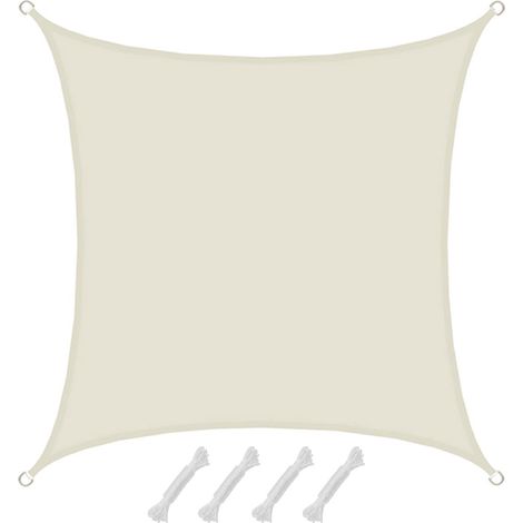 UPF50+ Sonnensegel 2x2 Polyester Quadratisch Wasserabweisend Garten Balkon Beige