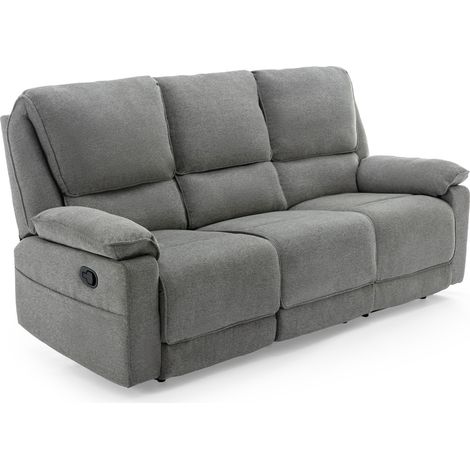 SYDNEY FABRIC MANUAL RECLINER CHAIR 3 SEATER GREY (1/5)