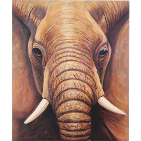 Tableau peinture à huile, éléphant, peint à la main à 100%, toile de décoration murale XL - 120x100cm (1/5)