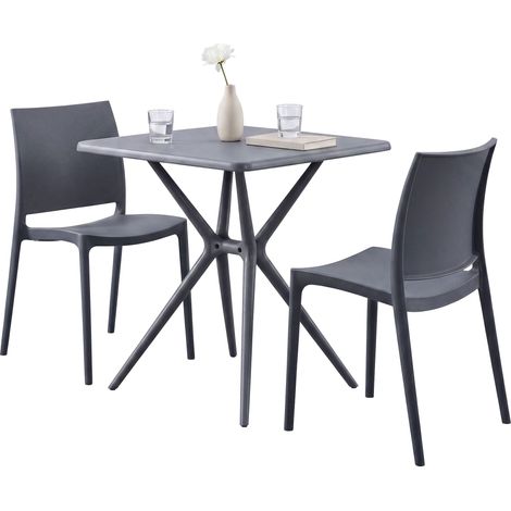 Set da giardino Amino con 2 sedie grigio scuro